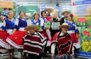dancers and Susanne Bertolas (blonde), Eastern Canada merchandiser Chilean Fresh Fruit Association-WEB